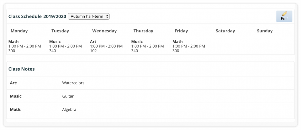 View Class Schedules